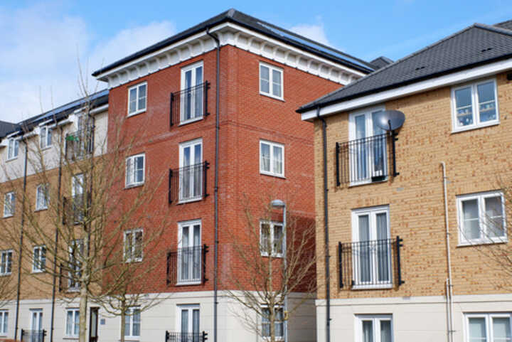 Modern three- and four-storey apartment blocks